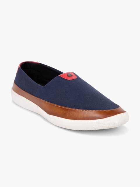 

Duke Men Navy Blue & Brown Colourblocked Slip-On Sneakers