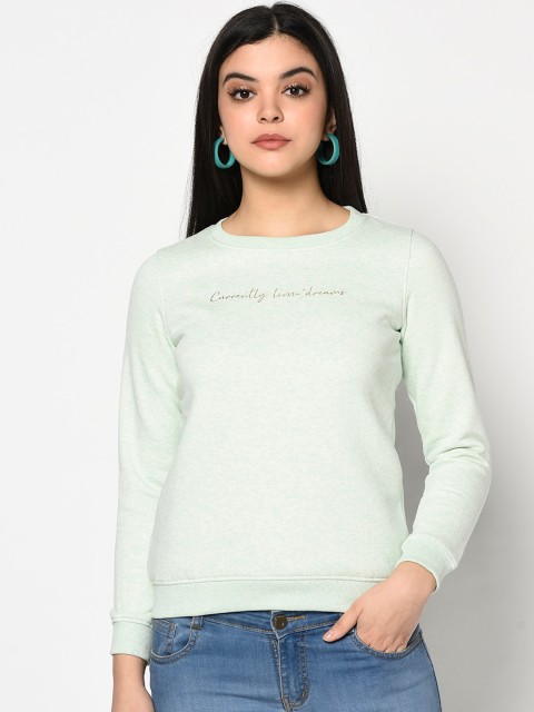 

METTLE Women Green Solid Sweatshirt