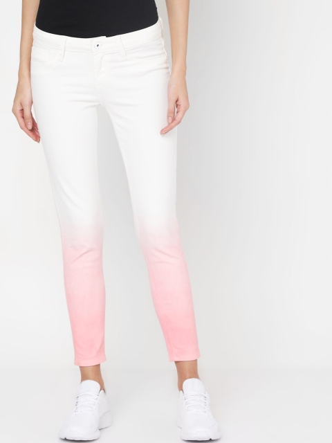 

Pepe Jeans Women Pink & White Slim Fit Mid-Rise Clean Look Jeans