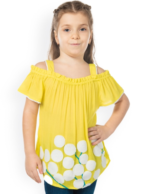 

Cherry Crumble Girls Yellow Printed Top