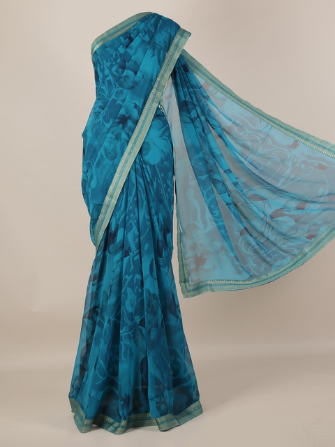 

Pothys Blue & Black Poly Georgette Printed Saree