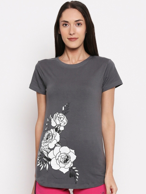 

XIN Women Grey Printed Round Neck T-shirt