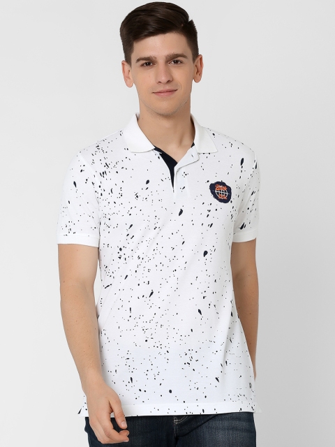 

MARCA Disati Men White Printed Polo Collar T-shirt