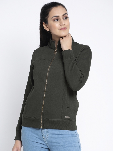 

Global Republic Women Olive Green Solid Sweatshirt