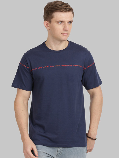 

ANTHEM Men Navy Blue Solid Round Neck T-shirt