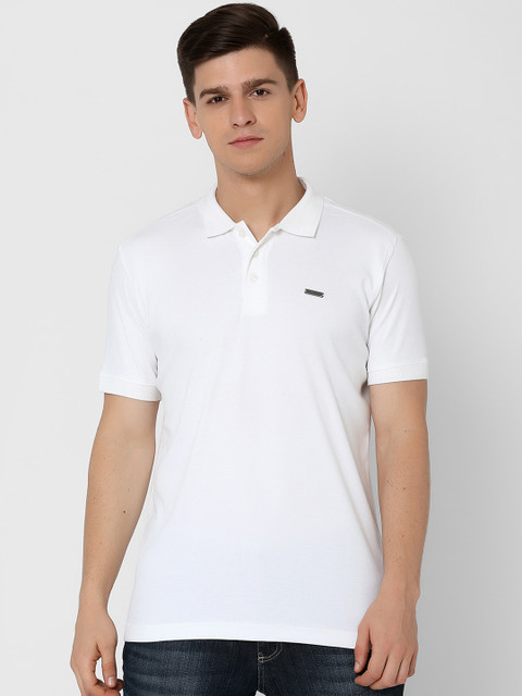 

MARCA Disati Men White Solid Polo Collar T-shirt