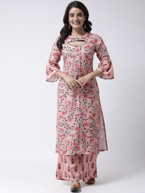 

Hangup Women Peach-Coloured & Green Printed Kurta with Palazzos
