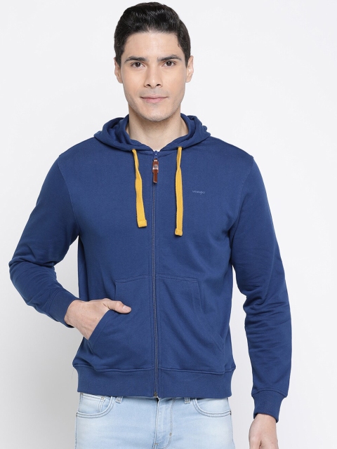 

Wrangler Men Blue Solid Hooded Sweatshirt