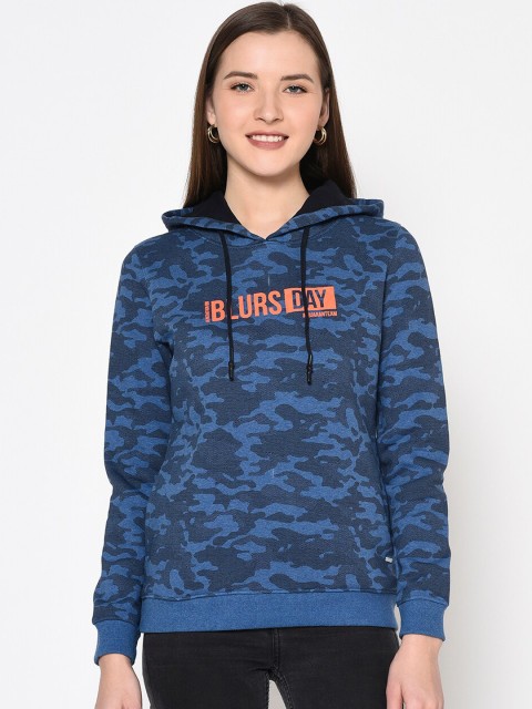

METTLE Women Blue Printed Sweatshirt
