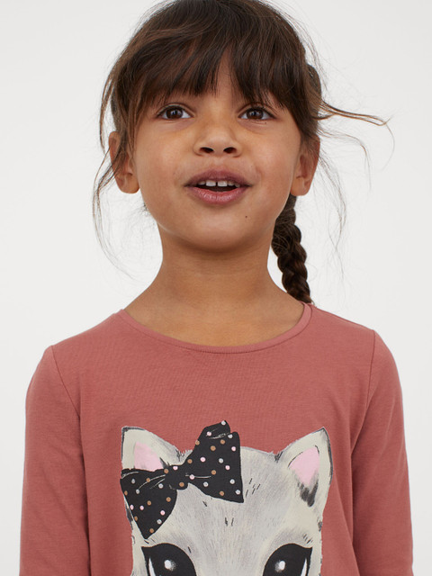 

H&M Girls Old Rose Pink Printed jersey top