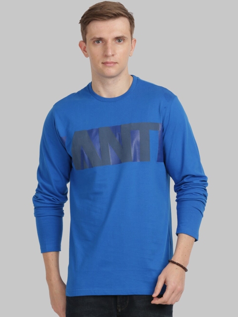 

ANTHEM Men Blue Printed Round Neck T-shirt