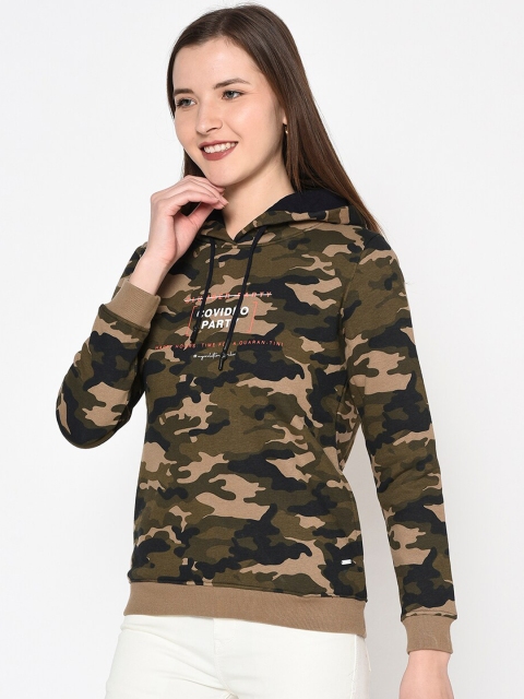 

METTLE Women Khaki Printed Sweatshirt
