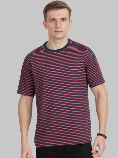 

ANTHEM Men Navy Blue Colourblocked Henley Neck T-shirt