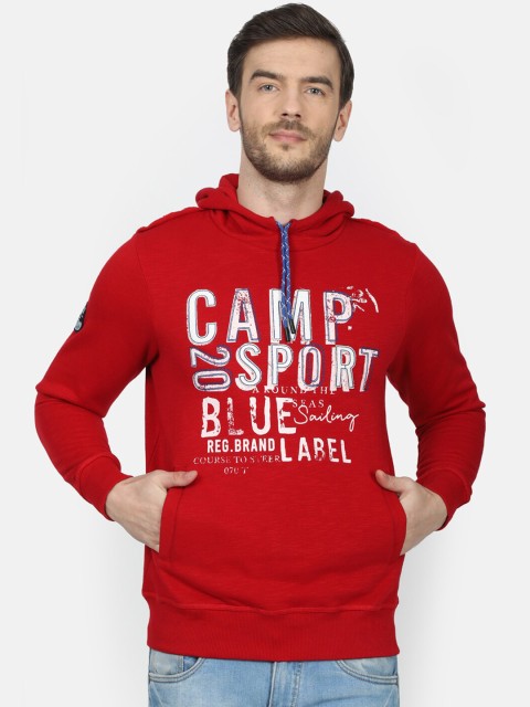 

Monte Carlo Men Red & White Printed Hooded Sweatshirt