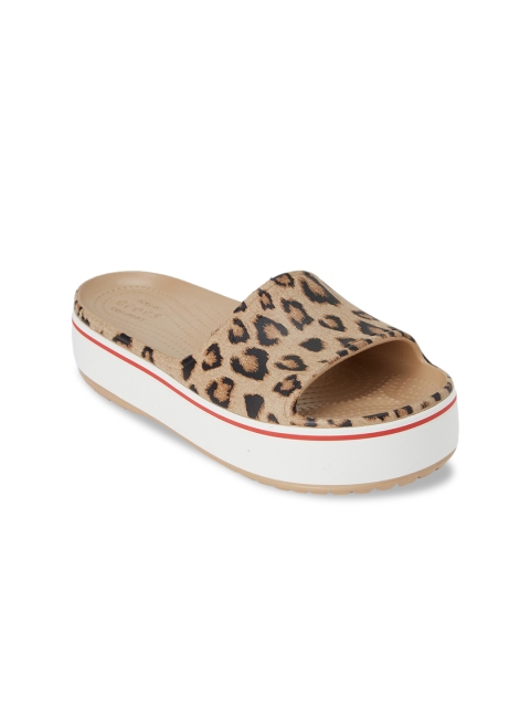 

Crocs Crocband Women Beige Black Printed Sliders