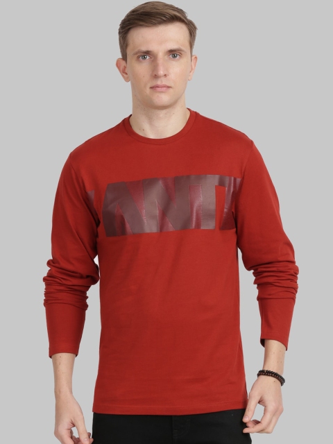 

ANTHEM Men Red Printed Round Neck T-shirt