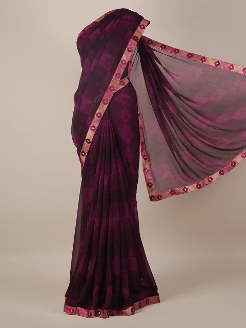 

Pothys Burgundy & Gold-Toned Poly Georgette Printed Saree
