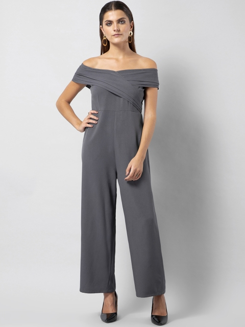 

FabAlley Women Grey Solid Basic Jumpsuit