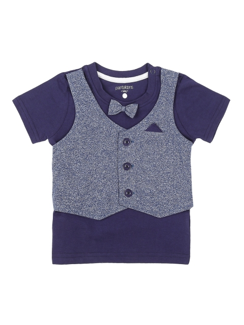 

Pantaloons Baby Boys Purple Colourblocked V-Neck T-shirt