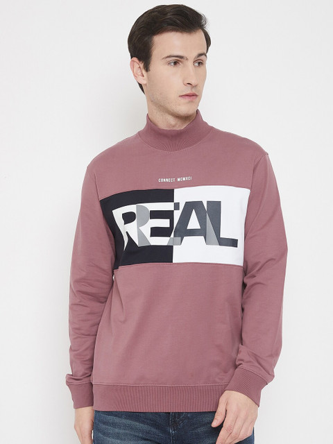 

Octave Men Old Rose Pink Printed Round Neck T-shirt