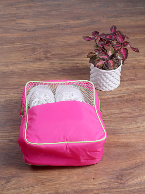 

My Gift Booth Pink & Lime Green Solid Sustainable Shoe Organiser