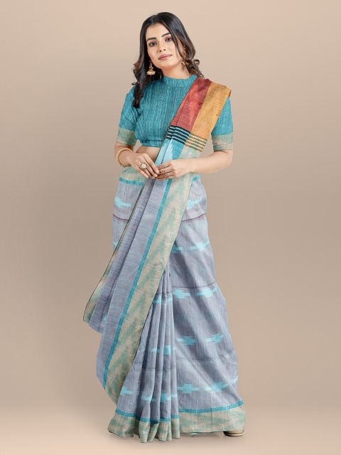 

BharatSthali Multicoloured Checked Ikat Saree, Multi