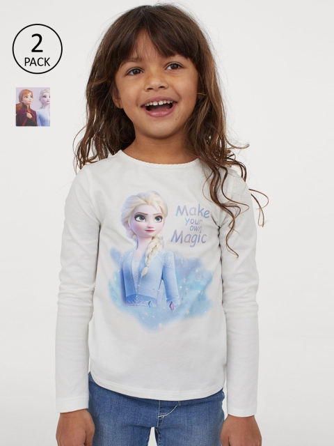 

H&M Girls White Printed 2 Pack Printed Jersey Tops