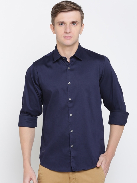 

Pepe Jeans Men Navy Blue Regular Fit Solid Casual Shirt