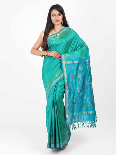 

SABOO COLLECTIONS Green Woven Design Uppada Saree