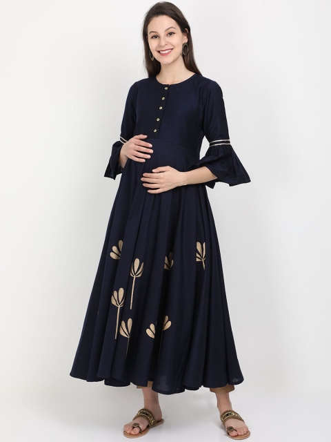 

The Mom Store Women Navy Blue Maternity A-Line Kurta