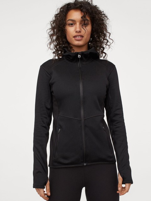 

H&M Women Black Zip-Through Sports Hoodie