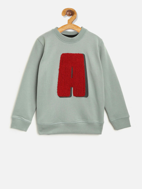 

Cherry Crumble Boys Green Self Design Sweatshirt