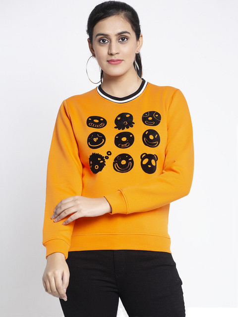 

Global Republic Women Orange & Black Printed Sweatshirt