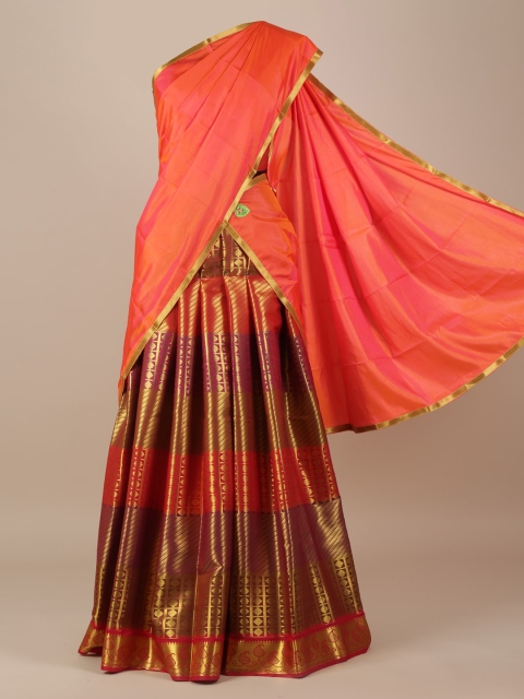 

Pothys Peach-Coloured & Red Art Silk Woven Design Saree