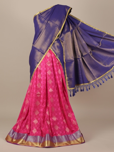 

Pothys Blue & Pink Tissue Woven Design Saree