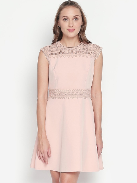 

Forever Glam by Pantaloons Women Peach-Coloured Solid Fit and Flare Dress