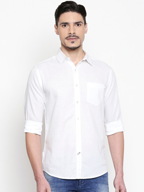 

Mufti Men White Slim Fit Solid Casual Shirt