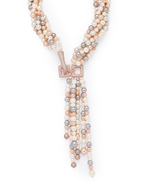 

JOULES BY RADHIKA Gold-Plated Grey & Brown Agate Bead Tasseled Necklace