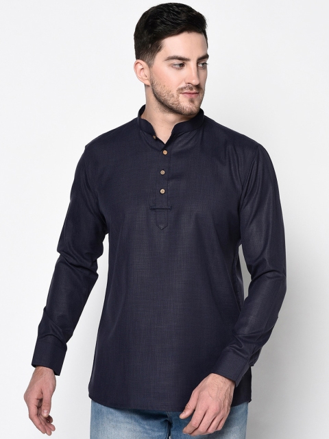 

TABARD Men Navy Blue Solid Straight Cotton Kurta