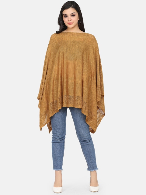 

Saanjh Women Brown Solid Poncho Sweater