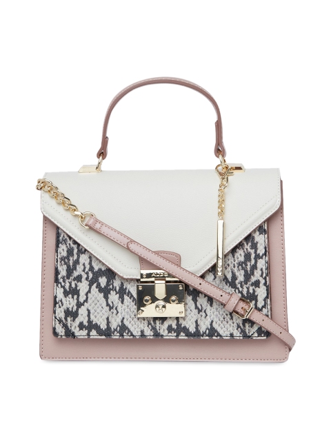 

ALDO Black & Off-White Printed Satchel Bag