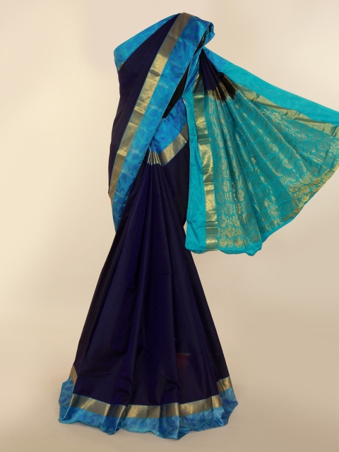 

Pothys Navy Blue & Green Pure Silk Woven Design Kanjeevaram Saree