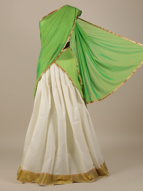

Pothys Green Solid Saree