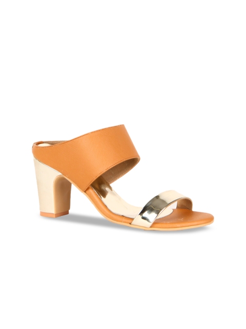 

Kraft Cellar Women Brown & Gold-Toned Colourblocked Block Heels