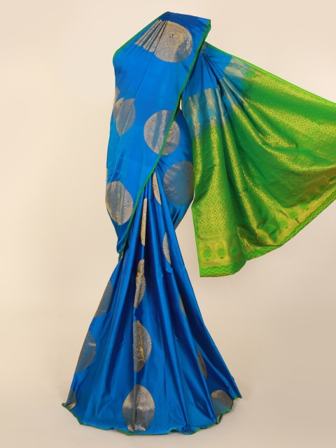 

Pothys Blue & Green Pure Silk Woven Design Kanjeevaram Saree