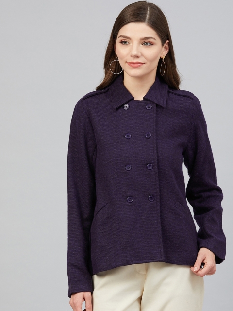 

Marie Claire Women Purple Checked Tailored Jacket