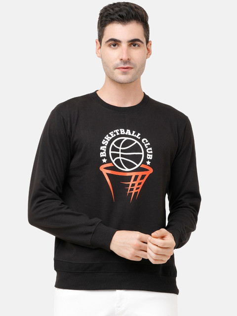 

MADSTO Men Black Printed Sweatshirt