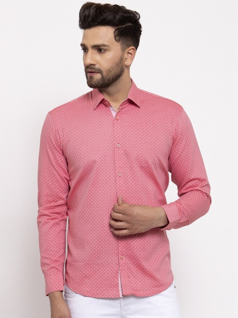 

JAINISH Men Pink Slim Fit Printed Casual Shirt