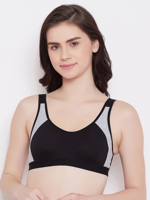 

ALIZA Women Black & Grey Solid Non-Padded & Non-Wired Workout Bra SPORTS_32491832