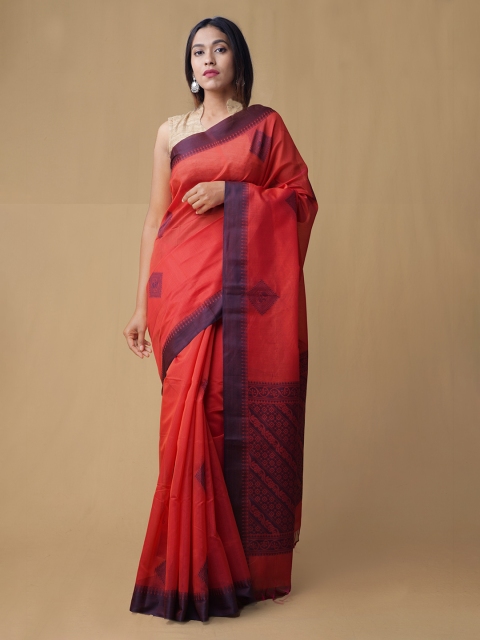 

Unnati Silks Red Woven Design Uppada Saree